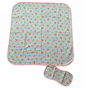 Handmade Baby Girls Blanket Tropical Elephant with Matching Burp Rag Cloth 38x38